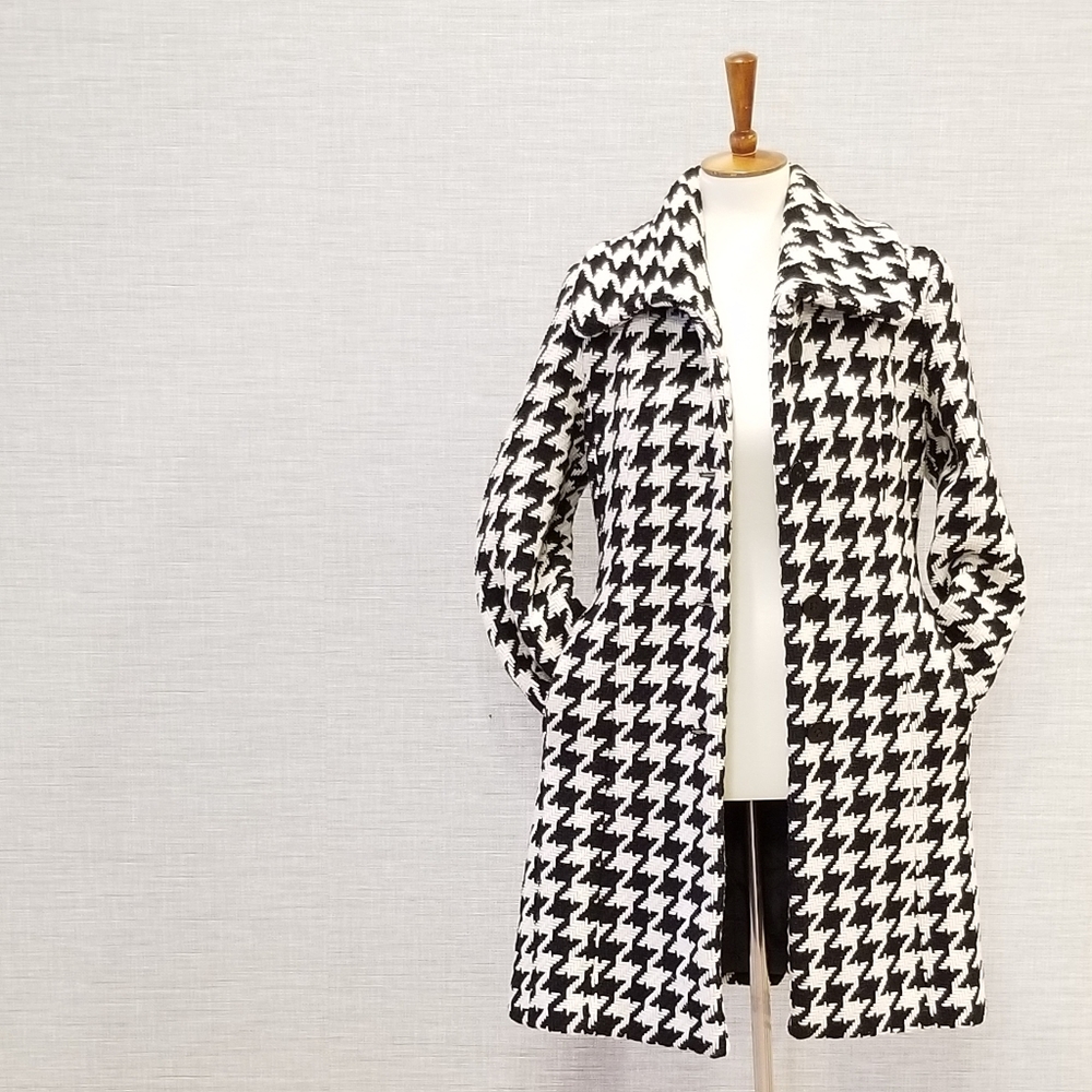 Calvin Klein Houndstooth Wool Coat